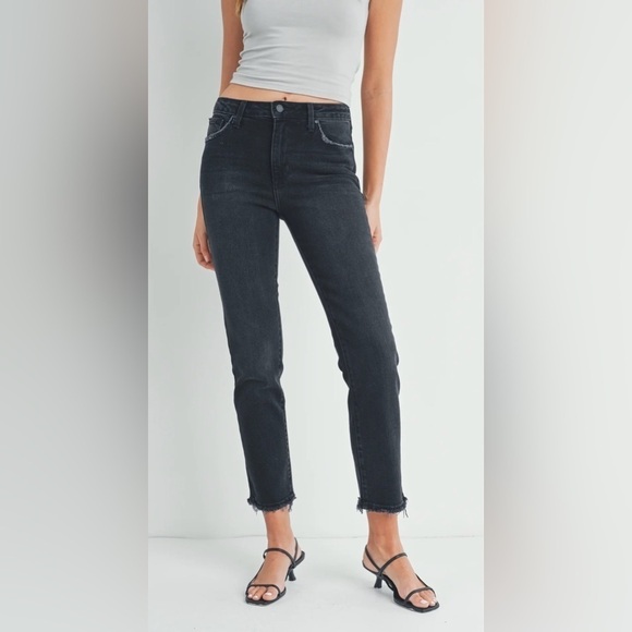 Just Black Clean Straight Distressed Hem Stretch Jeans Size 28/6 - Picture 1 of 13